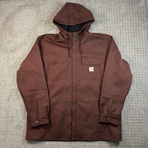 Carhartt Mens Mahogany Fleece Lined Hooded Shirt Jacket TJ5022-M XL Brown